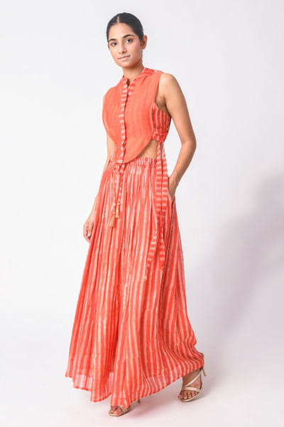 Red block printed co-ords
