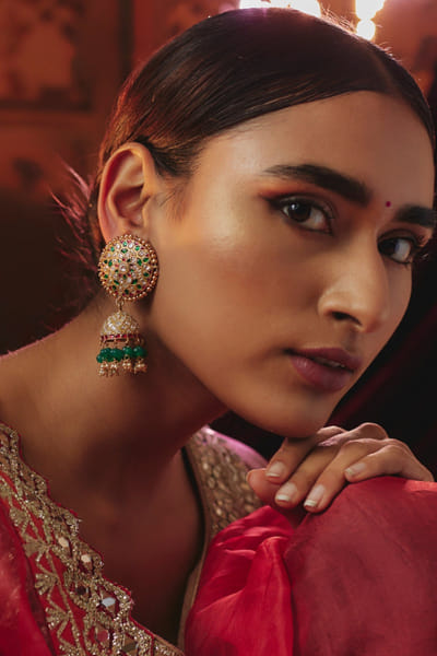 Karisa Multicolor kundan-embellished jhumka earrings KARIAPR26D143371