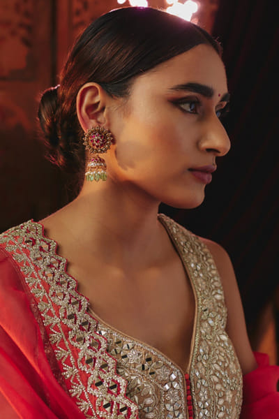 Karisa Multicolor kundan embellished jhumka earrings KARIAPR26D143368