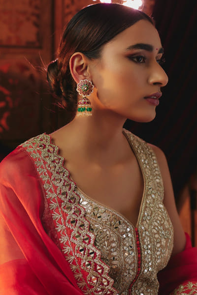 Karisa Multicolour kundan embellished jhumka earrings KARIAPR26D143372