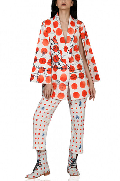 Red polka dot cape and pants