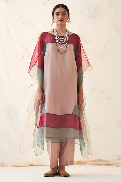 Rose gold embroidered kaftan set