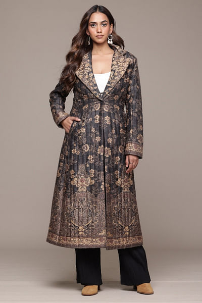 Black floral printed jacket