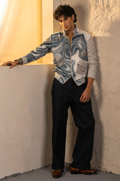 Jatin Malik Printed wave bomber JATIAPR26D142699