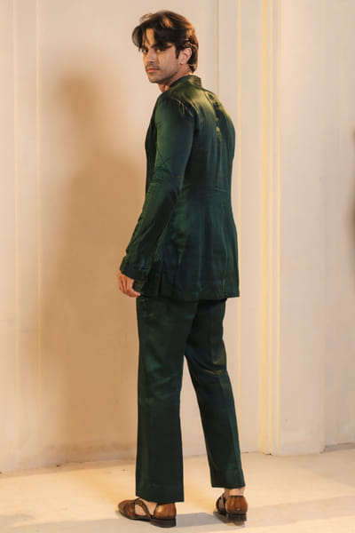Jatin Malik Forest green embroidered kurta set JATIAPR26D142713