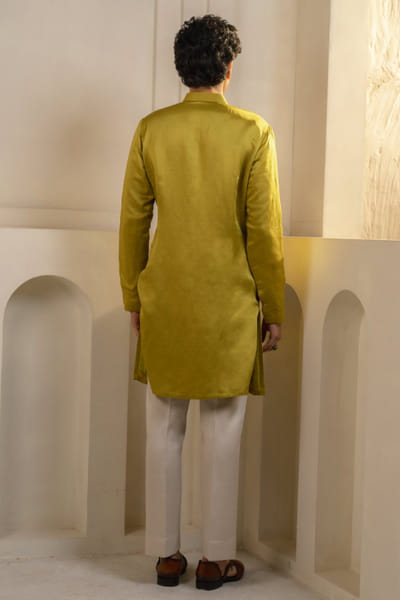 Jatin Malik Gold moss linen silk kurta set JATIAPR26D142694