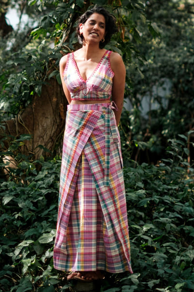 Jodi Multicolour checks wrap skirt JODIJUN26D147147