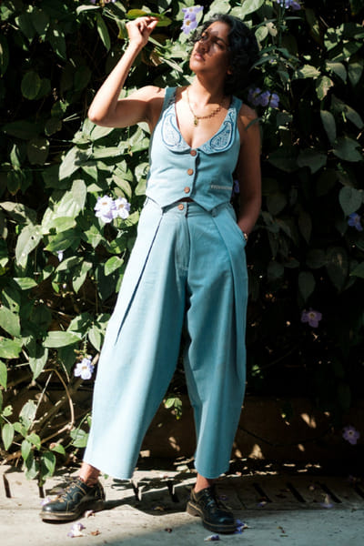 Jodi Blue paisley embroidered denim waistcoat JODIJUN26D147154