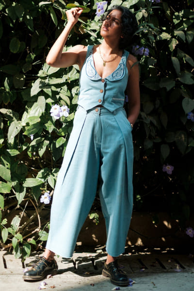 Jodi Blue pleated denim trousers JODIJUN26D147155