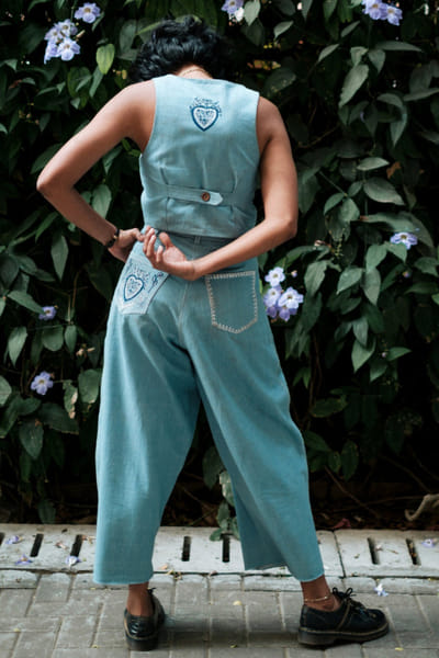 Jodi Blue pleated denim trousers JODIJUN26D147155