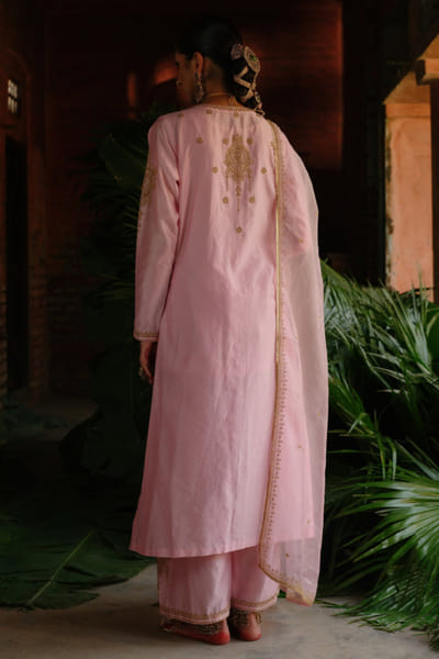 Jigar Mali Baby pink dori embroidered kurta set JIGAJUL26D250831