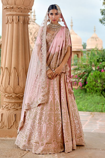Baby pink embroidered lehenga set