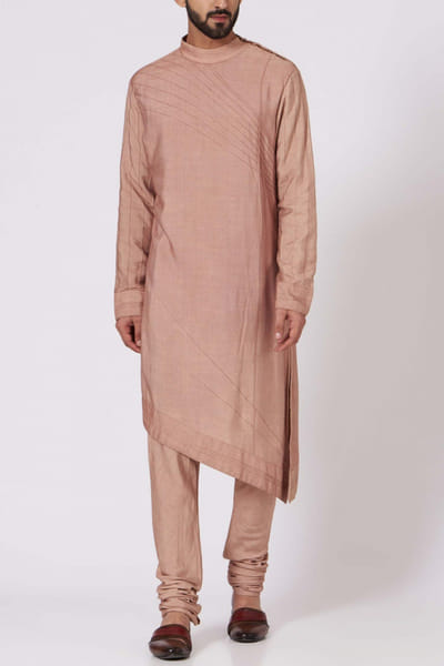 Champagne asymmetric kurta set