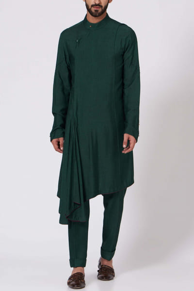 Emerald green angrakha set