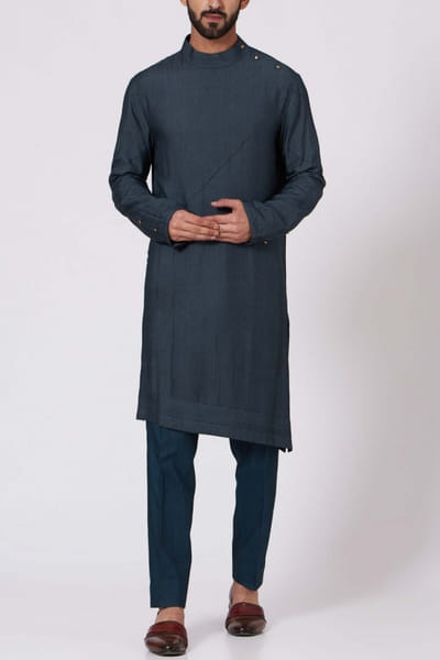 Teal blue kurta set