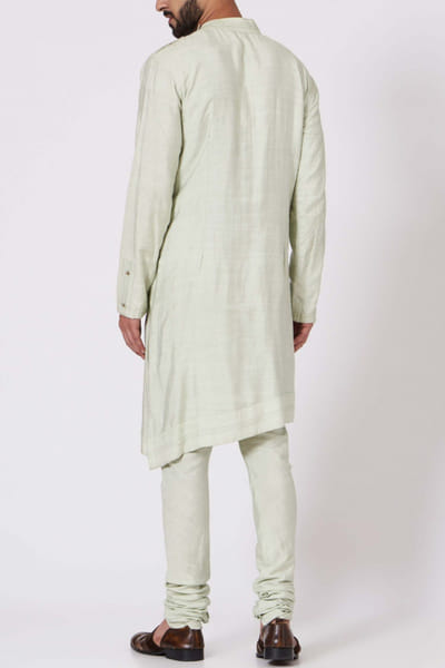 Jatin Malik Egg green asymmetric kurta set JMCJMSS19KC2