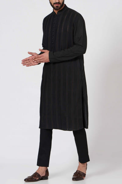 Black pintuck kurta set
