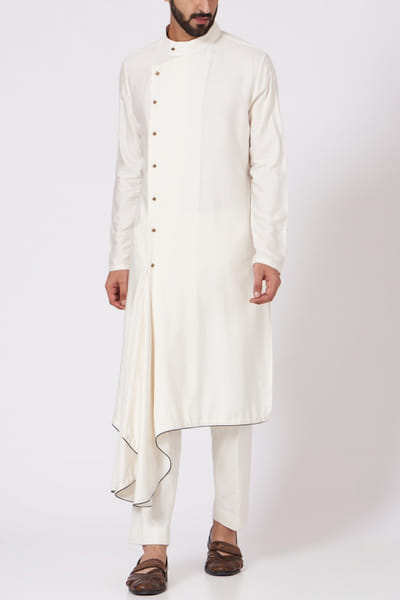 Ivory draped kurta set