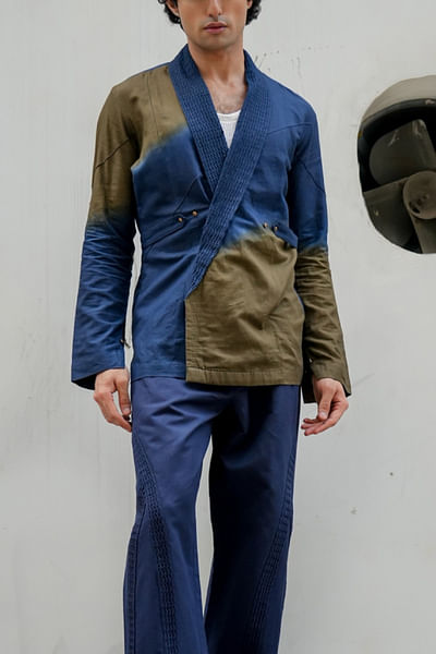 Teal & olive drape shacket