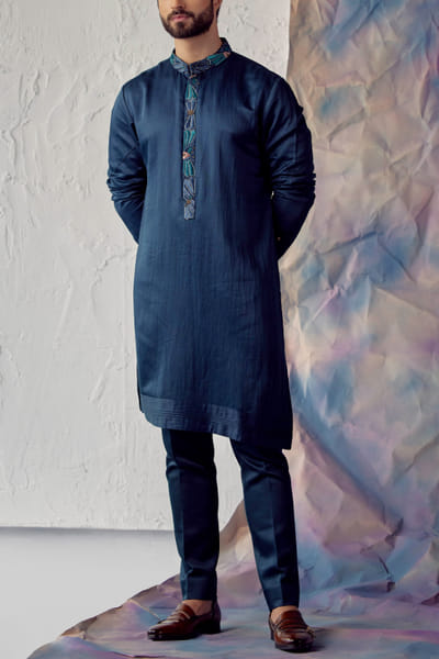 Jatin Malik Linen silk kurta set JMCSEP2205