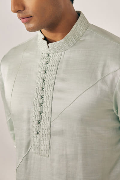 Jatin Malik Pastel blue linen silk kurta set JMCSEP2212