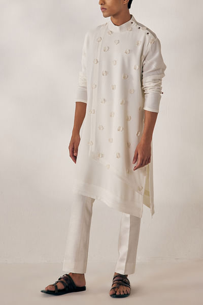 Ivory applique kurta set