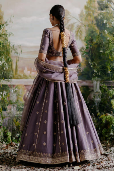 Jigar Mali Violet aari embroidered lehenga set JIGMAY25D127761