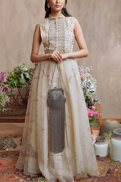 Soft beige embroidered gown