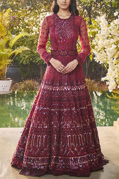 Marsala embroidered gown