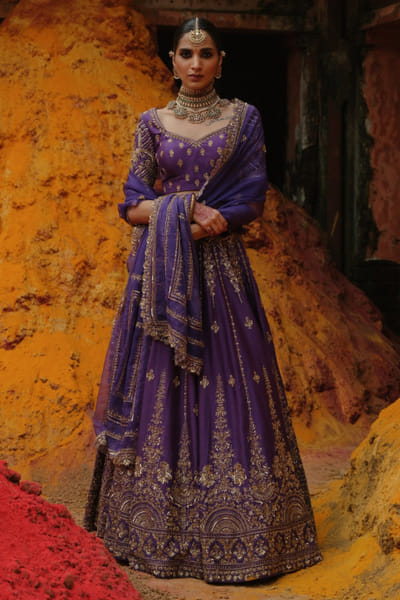 Jigar Mali Purple dori embroidered lehenga set JIGAAUG26D151435