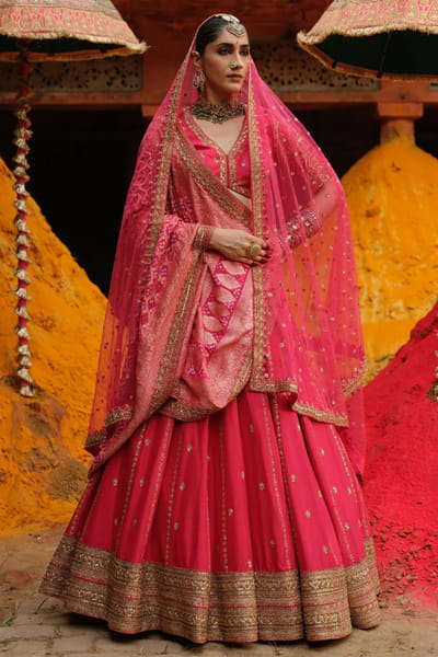 Jigar Mali Hot pink dori embroidered lehenga set JIGAAUG26D151434