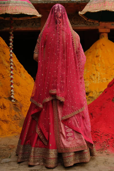 Jigar Mali Hot pink dori embroidered lehenga set JIGAAUG26D151434