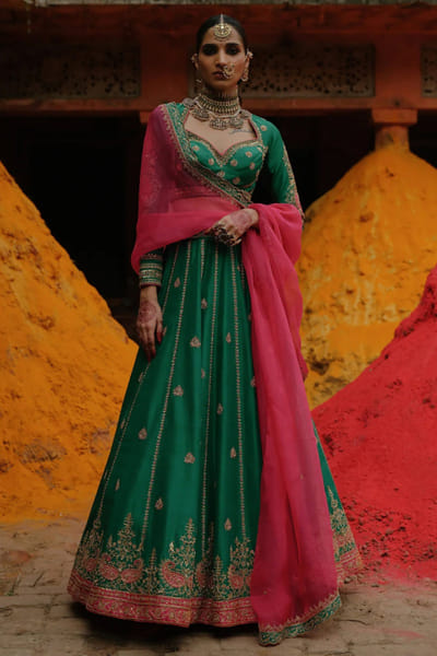 Jigar Mali Green dori embroidered lehenga set JIGNOV25D137248