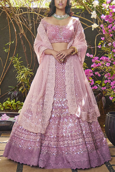 Blush pink embroidered lehenga set