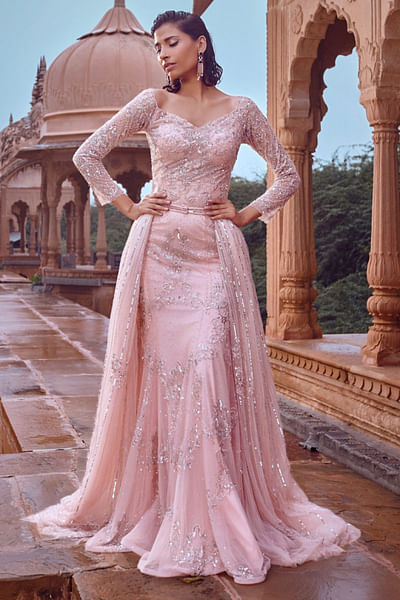 Blush pink embellished gown