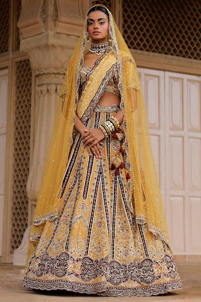 Mustard embroidered lehenga set