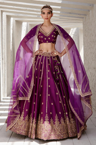 Jigar Mali Purple dori embroidered lehenga set JIGAPR25D122767