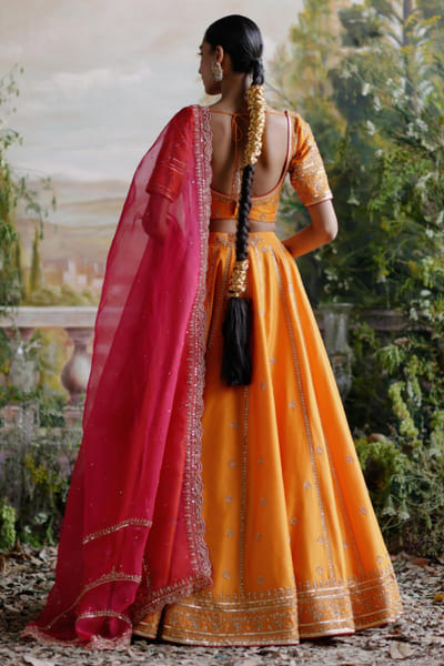 Jigar Mali Orange dori embroidered lehenga set JIGMAY25D127760