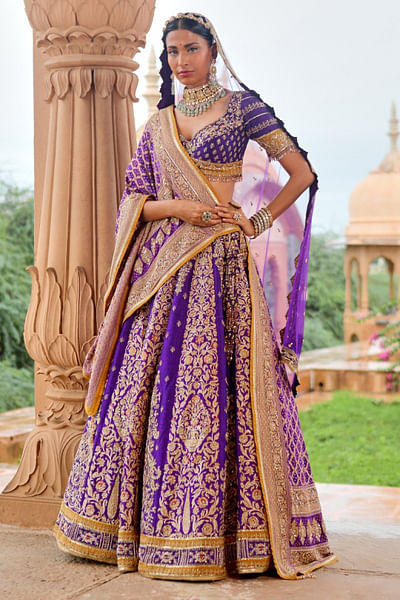 Purple embroidered lehenga set