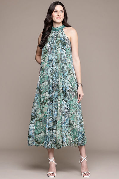 Blue floral printed jumpsuit
