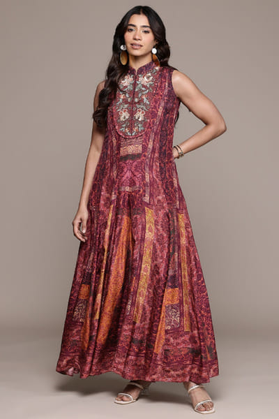 Ritu Kumar Wine printed embroidered jumpsuit RITUMAY26D245544