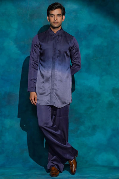 Oceanic purple ombre shirt and trouser set