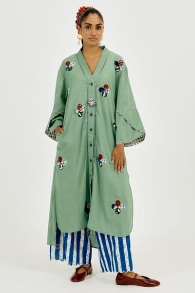 Seafoam green embroidered tunic