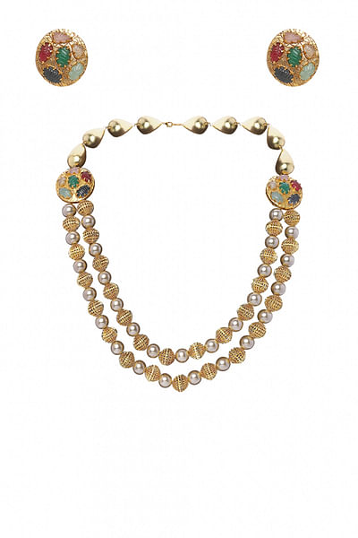 Multicoloured quartz necklace set
