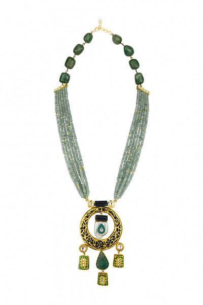 Green and gold hydro kundan necklace