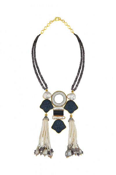 Ivory and blue Swarovski necklace