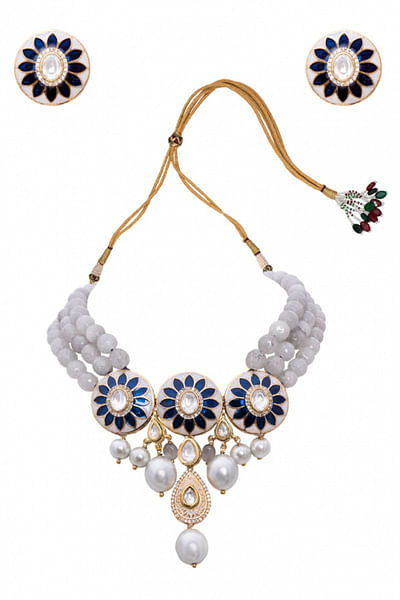 Multicoloured meenakari necklace set