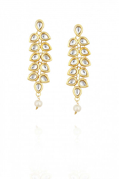 Long leaf kundan danglers