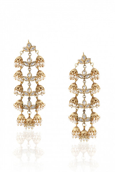 Leaf patten earrings with jhumkas
