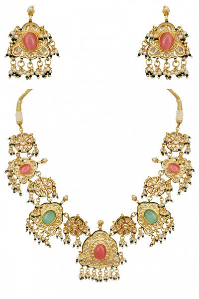 Pastel embellished necklace set